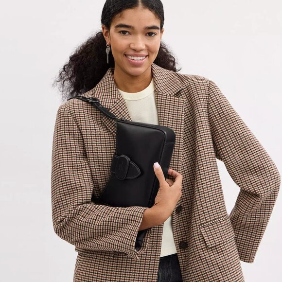 NWT Coach CAA92 Eliza Shoulder Bag With Zipper Closure Refined Leather Black - Picture 2 of 14